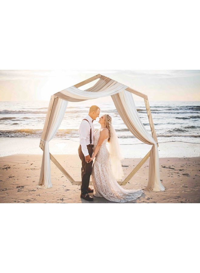 Lvydec 3 Panels Wedding Arch Draping Fabric, 30" x 20ft Mixed Color Chiffon Fabric Drapery Sheer Backdrop Curtain for Wedding Ceremony Party Decoration (Elegant Neutral) - Image 5