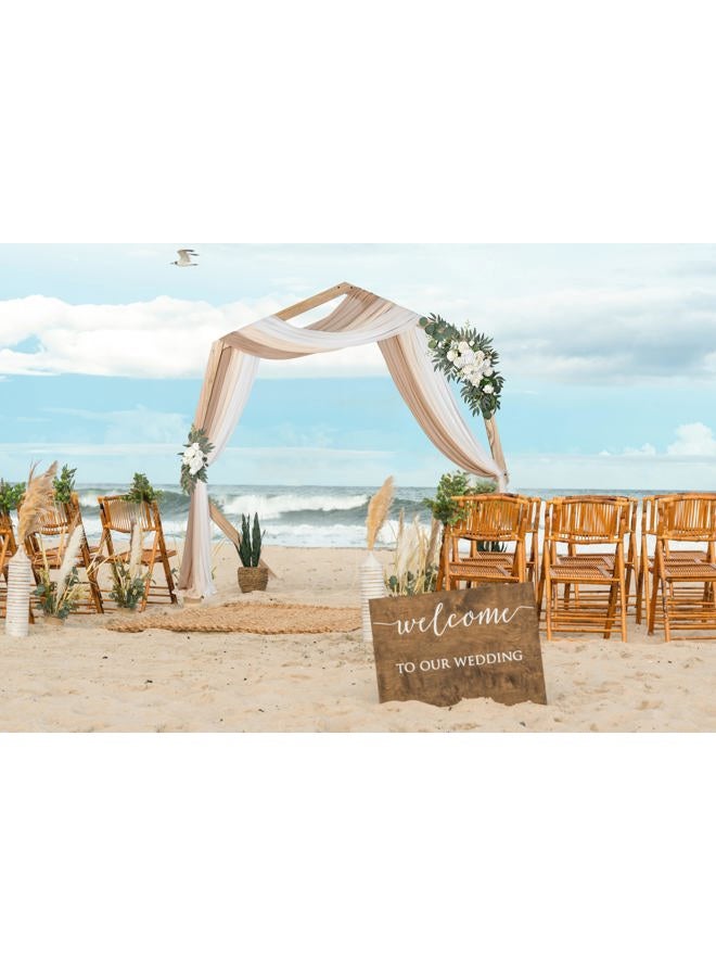 Lvydec 3 Panels Wedding Arch Draping Fabric, 30" x 20ft Mixed Color Chiffon Fabric Drapery Sheer Backdrop Curtain for Wedding Ceremony Party Decoration (Elegant Neutral) - Image 3