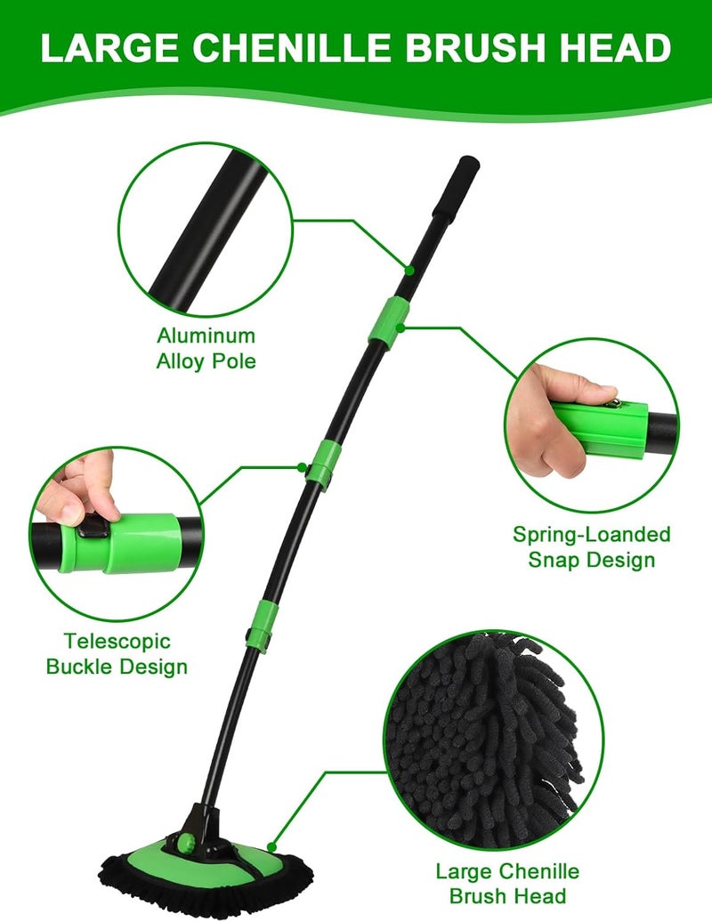 Nicecastle 136 cm 15° Curved Car Wash Brush with Long Handle and Chenille Soft Bristle Head - Image 5