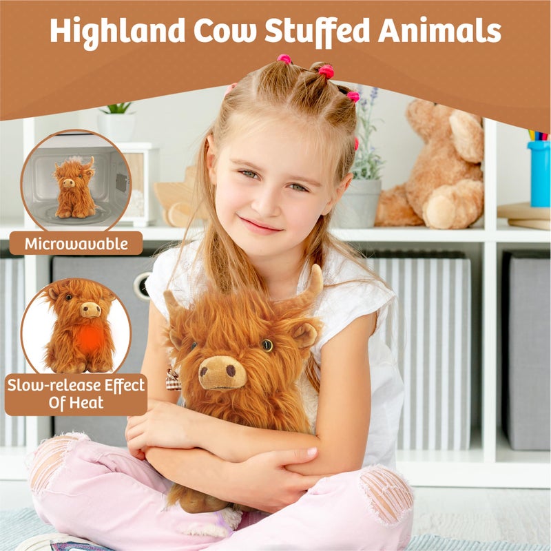 Marysun Microwavable Highland Cow Stuffed Animal Toy - Brown Stuffed Animal Gift for Girls and Kids - Image 2