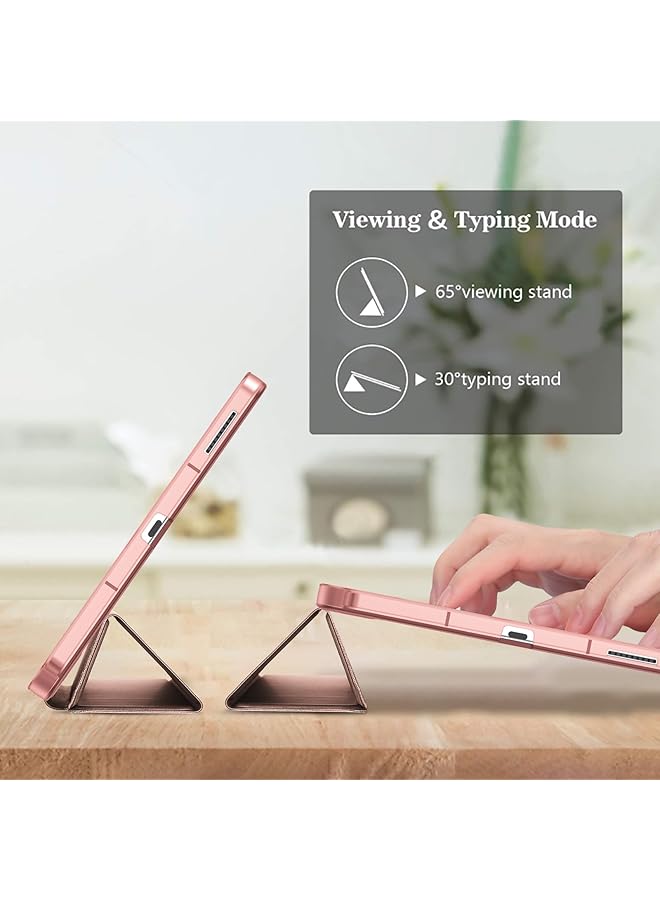 Procases Cover For Galaxy Tab S6 Lite 10.4 Case 2022 2020 With S Pen Holder Sm-P613 P619 610 P615 P617 Slim Trifold Stand Folio Case Soft Tpu Translucent Back Cover Support Auto Wake Sleep -Rosegold - Image 3