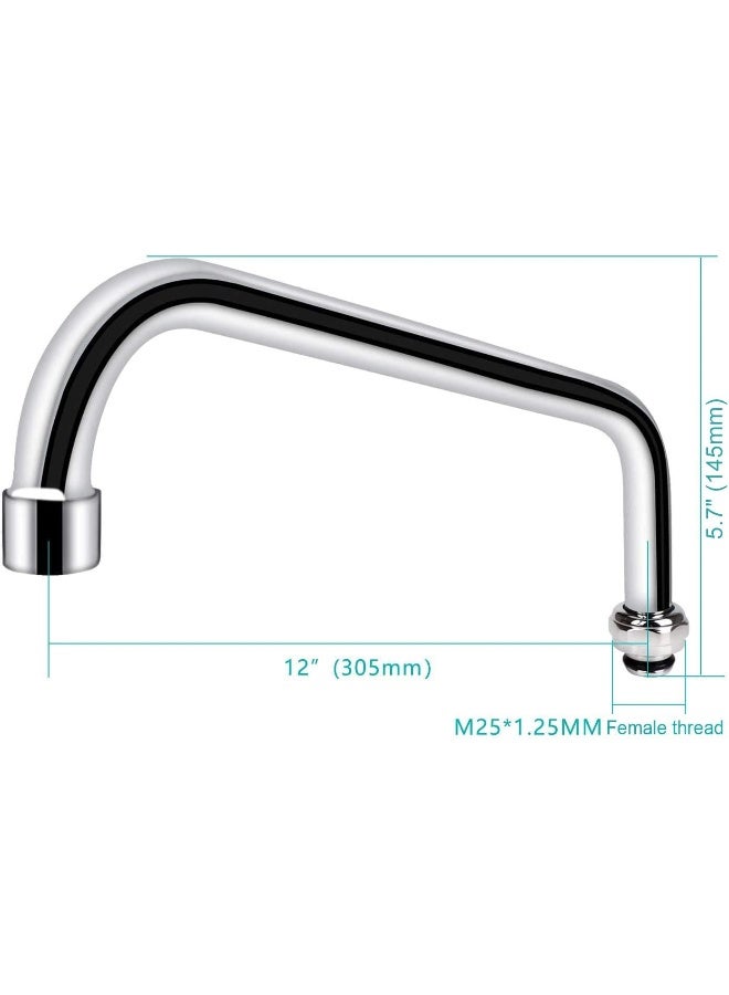 COOLWEST 12 Inch Swing Swivel Spout Replacement Kit for Commercial Kitchen Sink Faucet, 2.2 GPM Gooseneck Spout Nozzle Replacement Part, Chrome Finish - Image 2