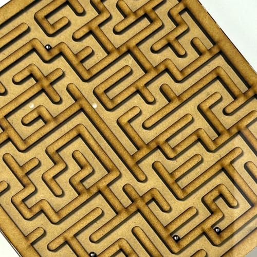 Thedecorshop Wooden Maze Puzzle Board Game with Metal Ball Square Labyrinth Brain Teaser Game for Kids and Adults | Educational Balance Puzzle Toy for Focus Logic Skills - Image 2