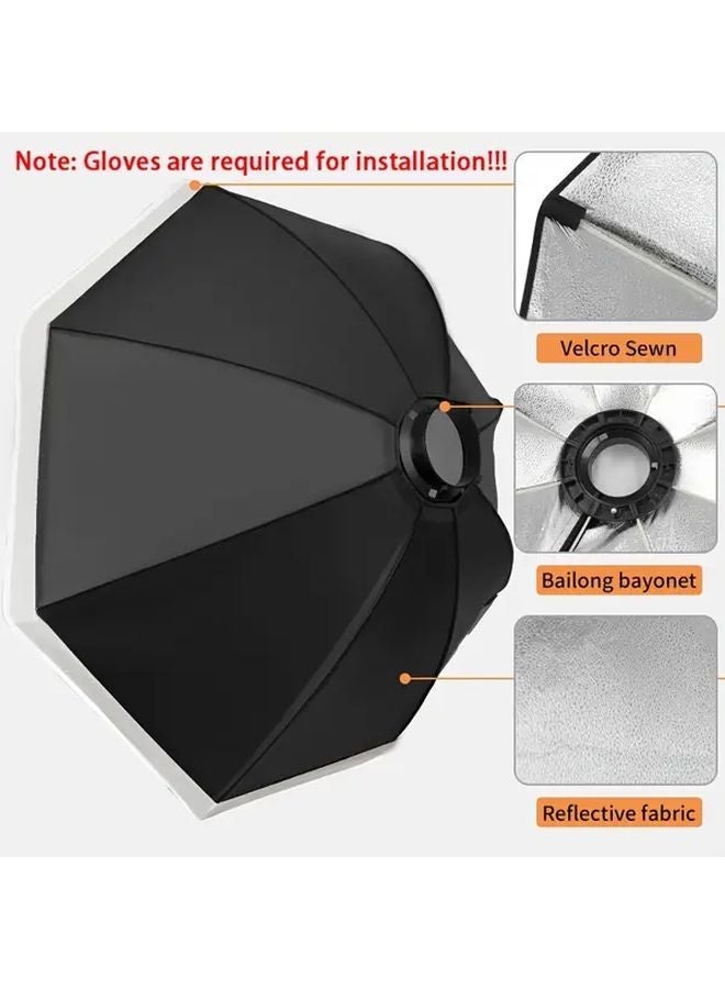 Black Octagonal Soft Box Diffuser 37.4 Inch Bowens Mount Professional Photography Lighting - Image 5