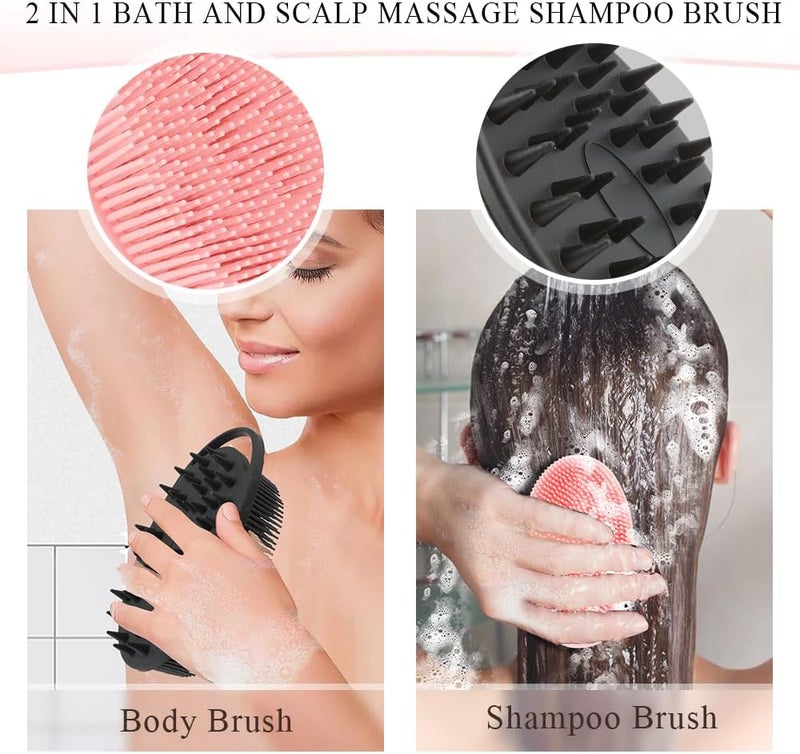 KQNBI Silicone Body Scrubber, Silicone Loofah, 4 Pcs Silicone Shower Scrubber, Exfoliating Silicone Shower Scrubber, 2 in 1 Silicone Body Scrub Brush Scalp Massager Shampoo Brush for All Skin Men Women Kids - Image 4