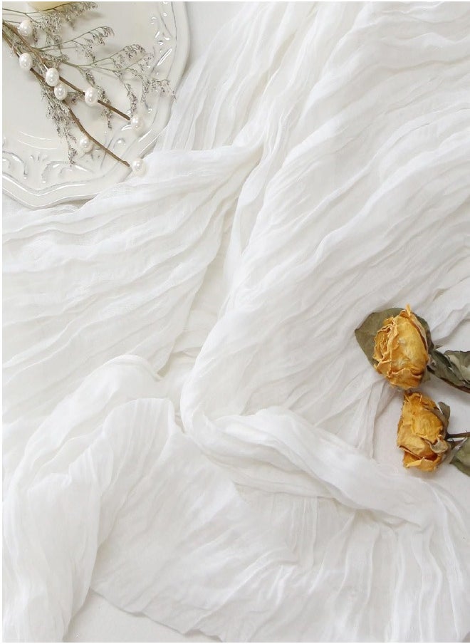 Generic White Cheesecloth Table Runner 35x120 Inches Gauze Table Runner for Centerpiece Bridal Shower Wedding Party First Communion Engagement Boho Table Decoration  - Image 1