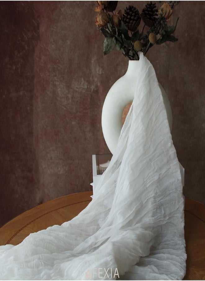 Generic White Cheesecloth Table Runner 35x120 Inches Gauze Table Runner for Centerpiece Bridal Shower Wedding Party First Communion Engagement Boho Table Decoration  - Image 5