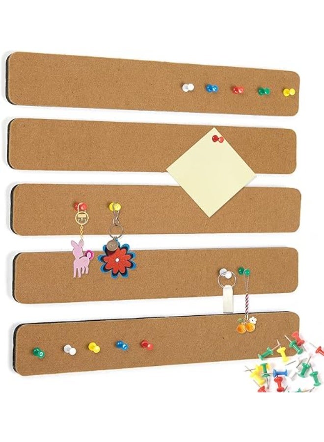 Generic Felt Pin Board Bar Strips Bulletin Board for Bedrooms Offices Home Wall Decoration, Notice Board Self Adhesive Cork Board with 35 Push Pins for Paste Notes, Photos, Schedules  - Image 1