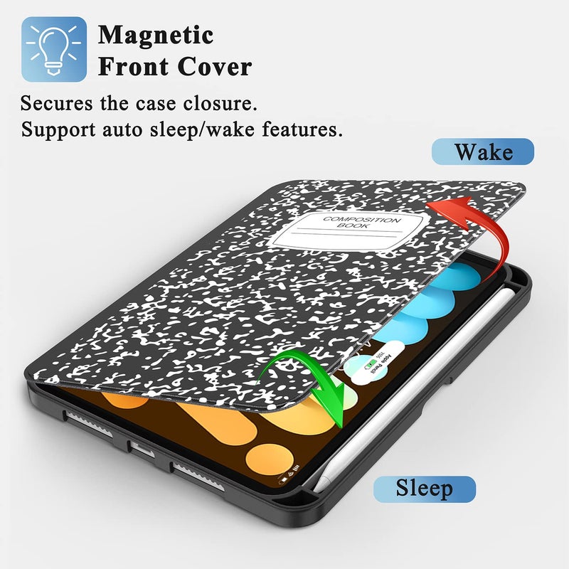 Supveco Case for iPad mini 7 (A17 Pro) 2024/iPad Mini 6 2021 8.3 Inch with Pencil Holder-[Auto Wake/Sleep],Slim Protective Case with Soft TPU Back Cover for iPad mini 7th/6th Generation(Book) - Image 3