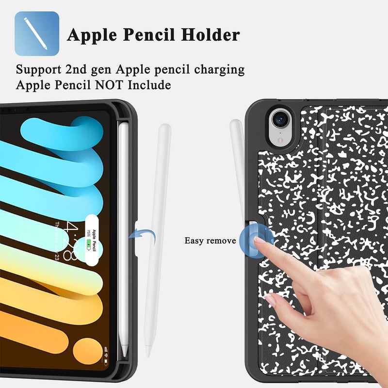 Supveco Case for iPad mini 7 (A17 Pro) 2024/iPad Mini 6 2021 8.3 Inch with Pencil Holder-[Auto Wake/Sleep],Slim Protective Case with Soft TPU Back Cover for iPad mini 7th/6th Generation(Book) - Image 2