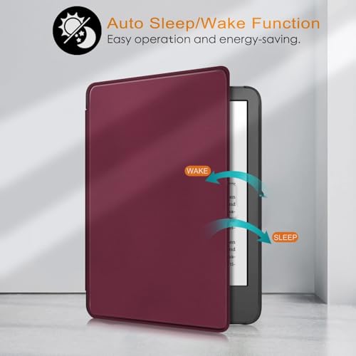 ProElite Slim Smart Flip case Cover for Amazon Kindle 6" 300 ppi 11th Generation 2022, Wine Red - Image 4