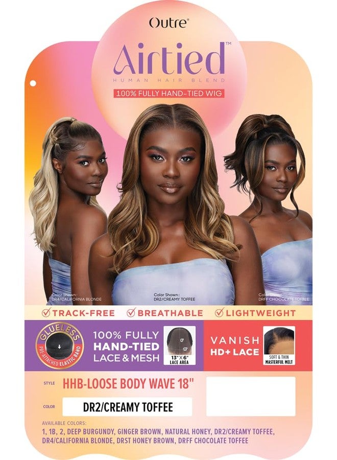 Outre Airtied 100% Fully Hand-Tied Wig - Human Hair Blend - Loose Body Wave 18" (OFF BLACK 1B) - Image 2