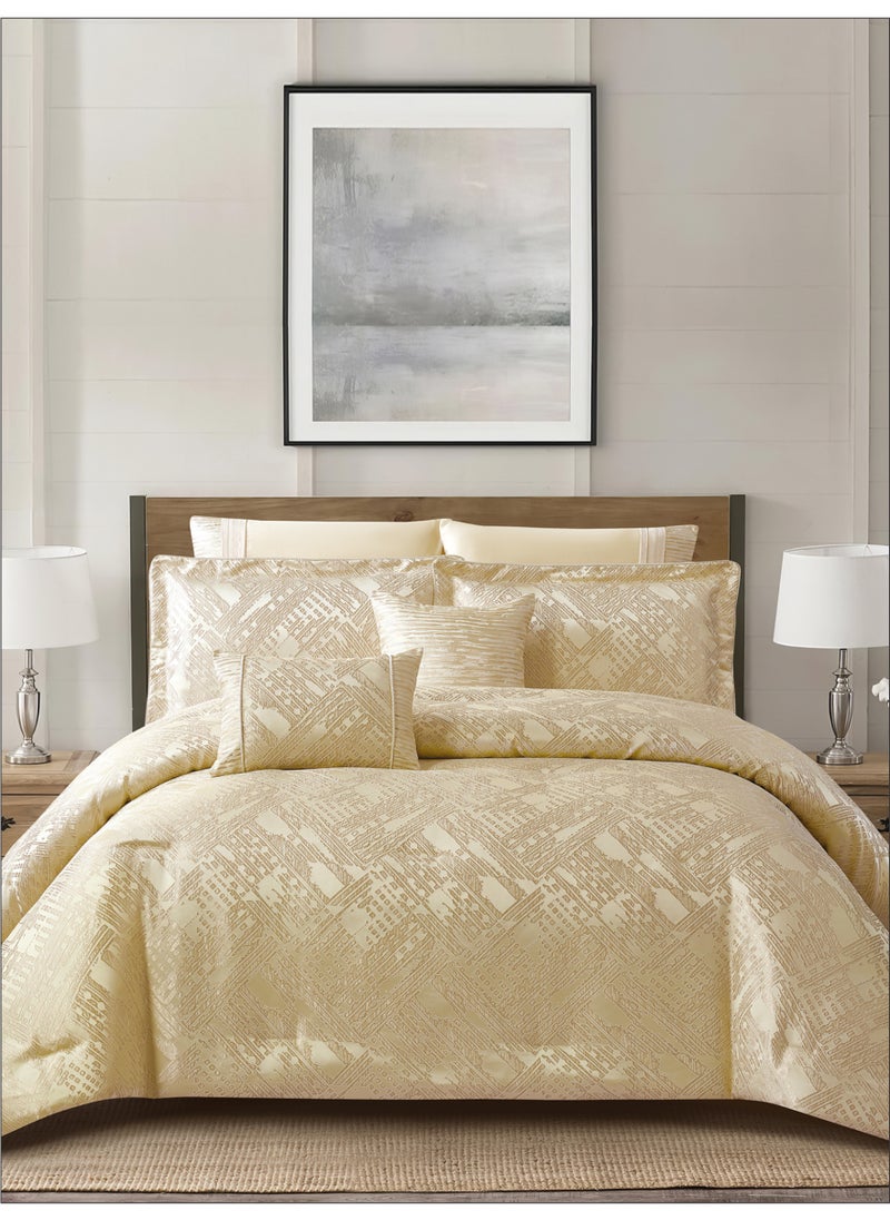 Donetella Premium King Size Comforter Set 8-Pcs, Elegant Jacquard Bedding Set with 350 GSM Poly Silk Fill, Soft & Luxurious All Season Bed Set  - Image 2