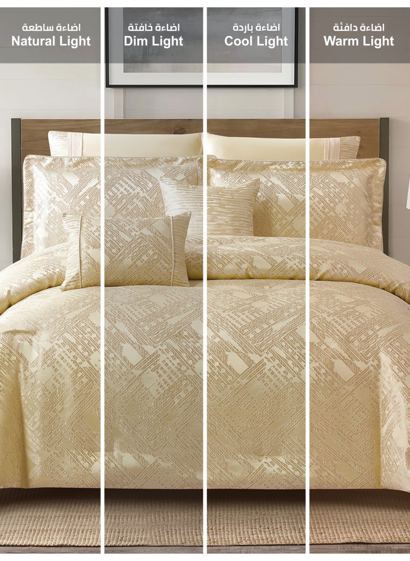 Premium King Size Comforter Set 8-Pcs, Elegant Jacquard Bedding Set with 350 GSM Poly Silk Fill, Soft & Luxurious All Season Bed Set