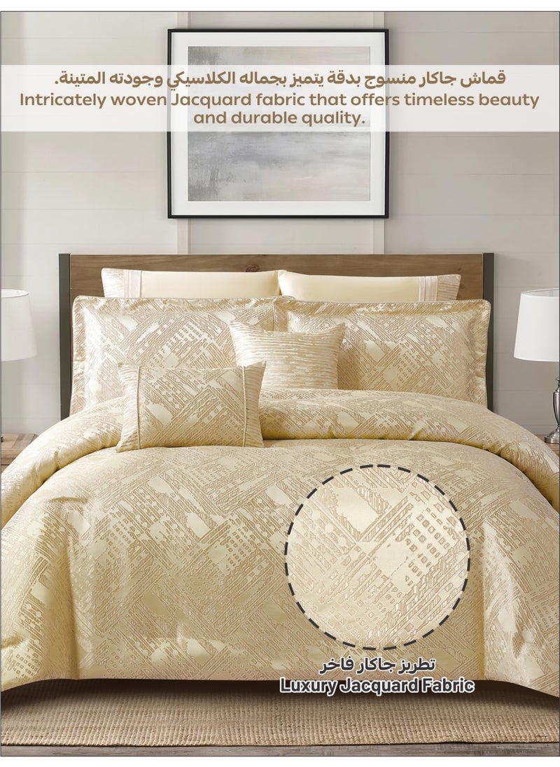 Donetella Premium King Size Comforter Set 8-Pcs, Elegant Jacquard Bedding Set with 350 GSM Poly Silk Fill, Soft & Luxurious All Season Bed Set  - Image 5