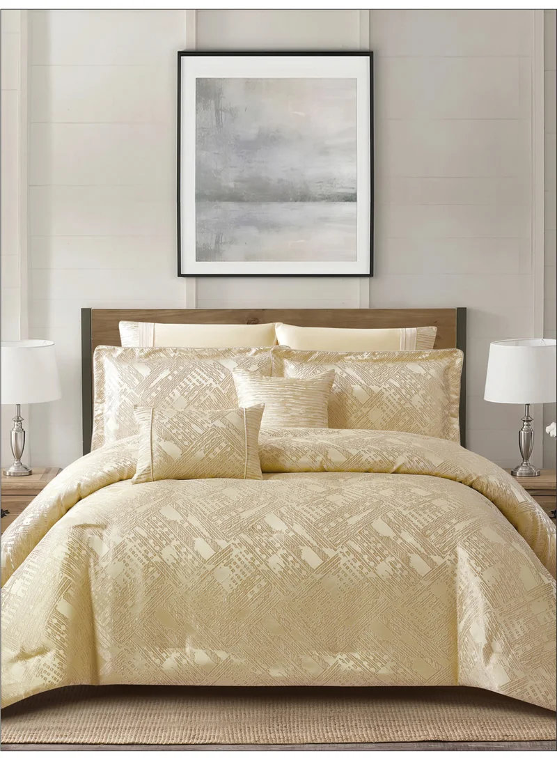Donetella Premium King Size Comforter Set 8-Pcs, Elegant Jacquard Bedding Set with 350 GSM Poly Silk Fill, Soft &amp; Luxurious All Season Bed Set