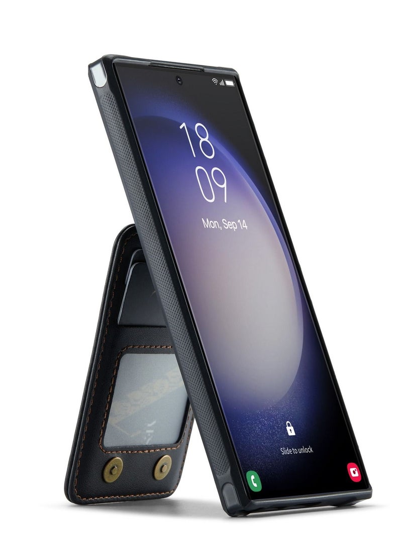 Suteni Back Cover Card Slots Leather Phone Case for Samsung - Image 2