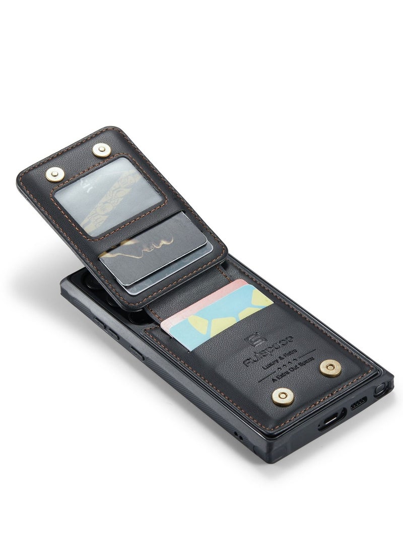 Suteni Back Cover Card Slots Leather Phone Case for Samsung - Image 3