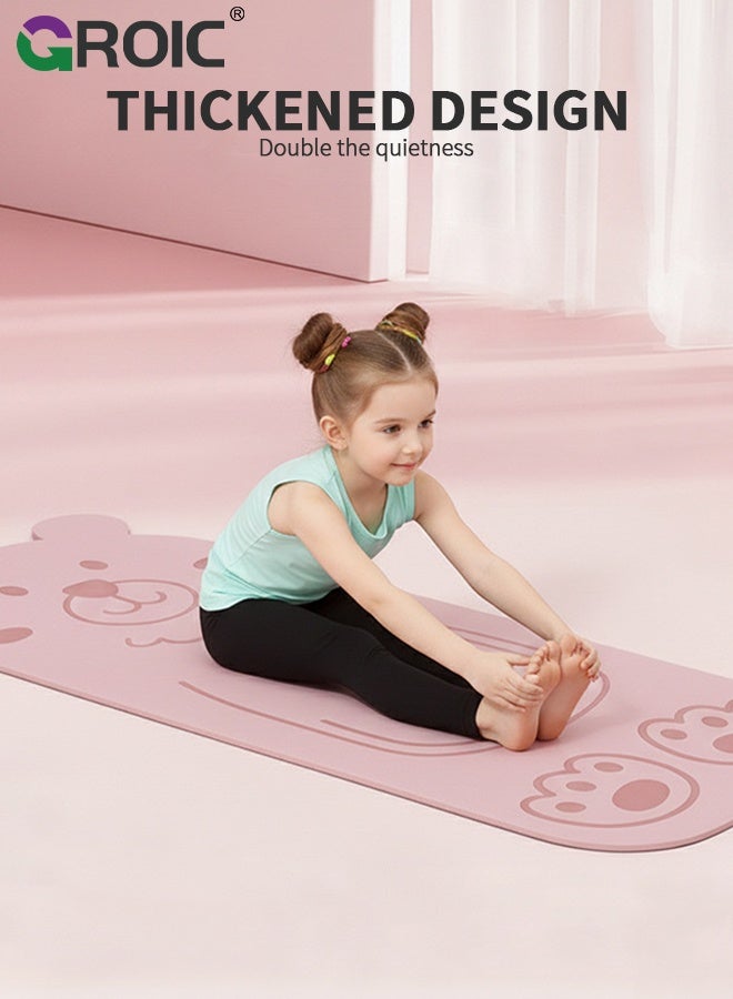 GROIC Kids Yoga Mat, 150*61CM Pink Bear Dance Mat, Antibacterial Non-Slip Exercise Mat, Cute Animal Design for Home, Gymnastics and Playtime,  Portable and Lightweight, Easy Clean Play Mat for Girls - Image 4