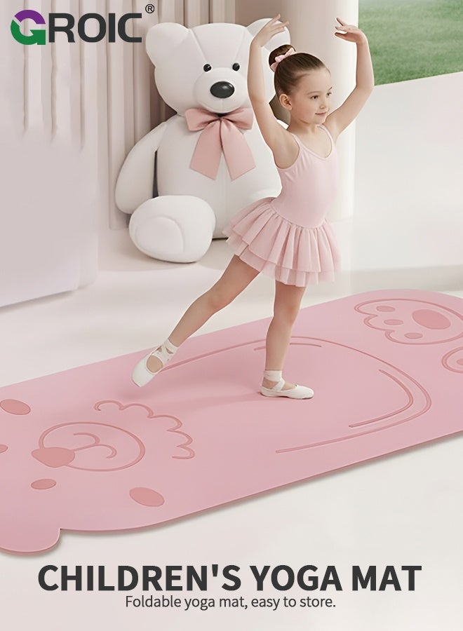 GROIC Kids Yoga Mat, 150*61CM Pink Bear Dance Mat, Antibacterial Non-Slip Exercise Mat, Cute Animal Design for Home, Gymnastics and Playtime,  Portable and Lightweight, Easy Clean Play Mat for Girls - Image 2