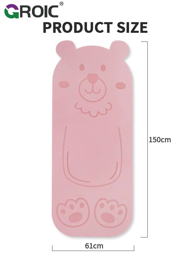 GROIC Kids Yoga Mat, 150*61CM Pink Bear Dance Mat, Antibacterial Non-Slip Exercise Mat, Cute Animal Design for Home, Gymnastics and Playtime,  Portable and Lightweight, Easy Clean Play Mat for Girls - Image 3
