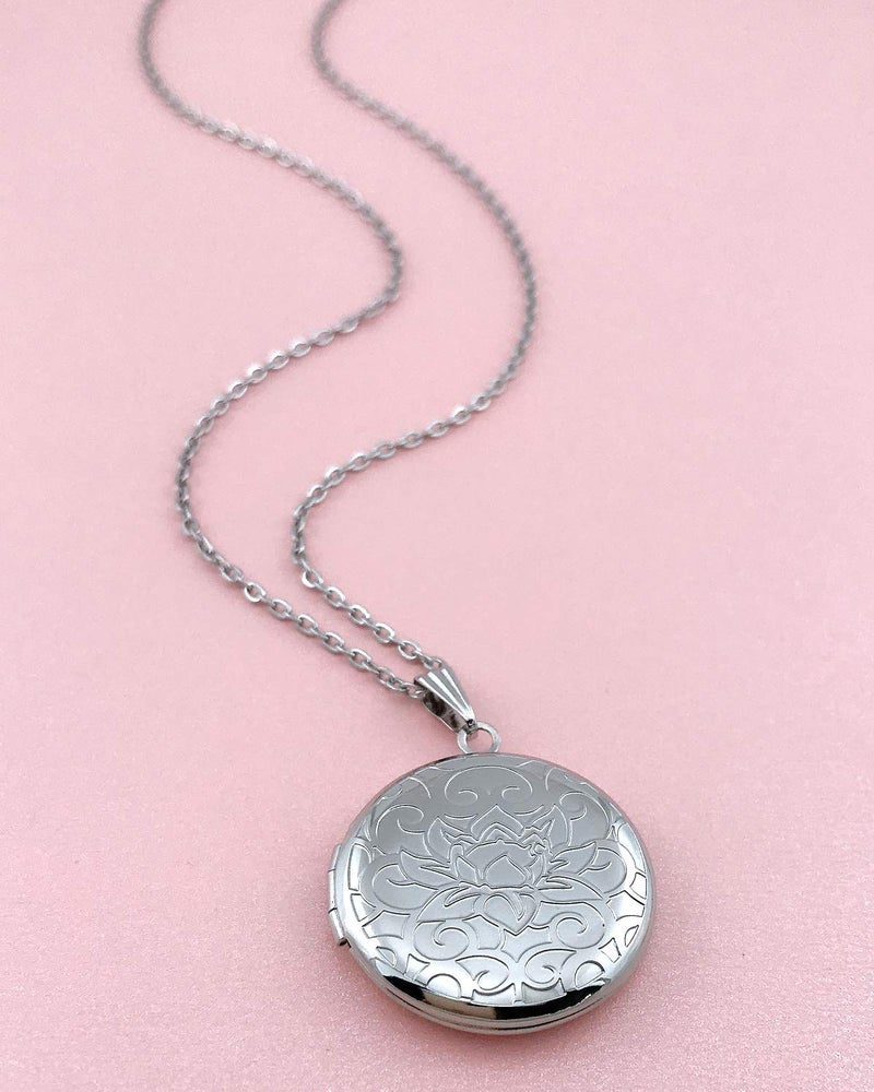 YOUFENG Love Heart Locket Necklace thar Holds Pictures Heart Circle Shape Lockets - Image 4