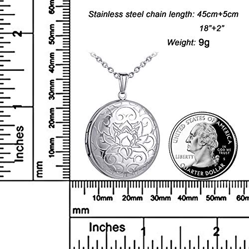 YOUFENG Love Heart Locket Necklace thar Holds Pictures Heart Circle Shape Lockets - Image 2