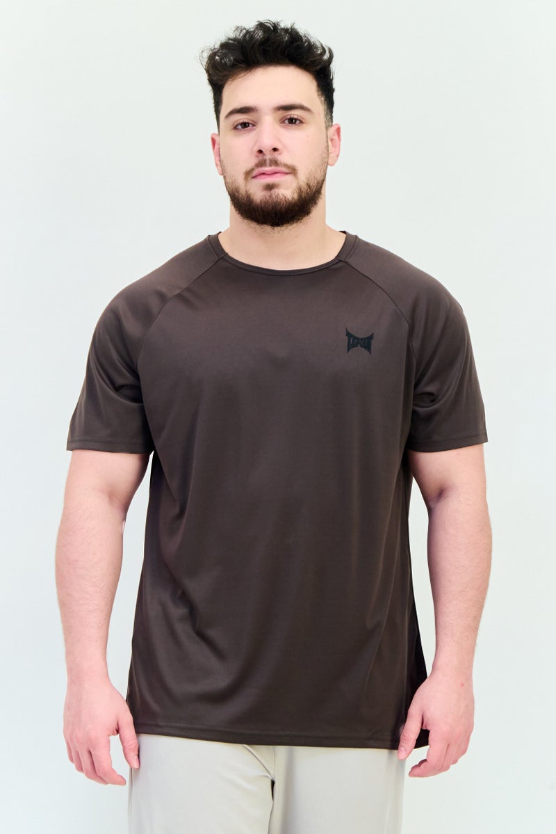 TapouT Men Sportswear Fit Short Sleeves Training T-Shirt, Dark Brown  - Image 1