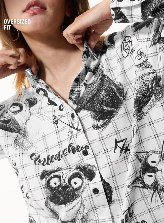 The Souled Store  White Long Sleeve Regular Fit Graphic Shirt for Women | Best Price UAE