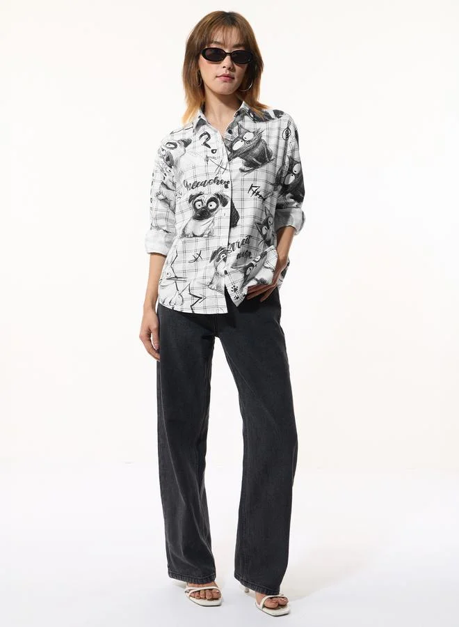 The Souled Store  White Long Sleeve Regular Fit Graphic Shirt for Women | Best Price UAE