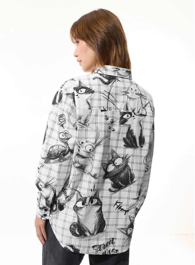 The Souled Store  White Long Sleeve Regular Fit Graphic Shirt for Women | Best Price UAE