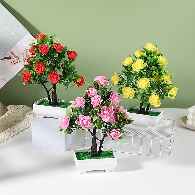 Simulated Plant Potted Simulated Roses Fake Flower Potted Plant Supply Of 16 Foam Roses Money Tree Ornaments - Image 2