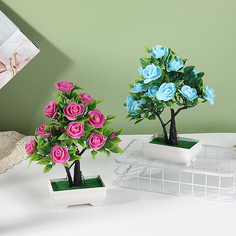 Simulated Plant Potted Simulated Roses Fake Flower Potted Plant Supply Of 16 Foam Roses Money Tree Ornaments - Image 3