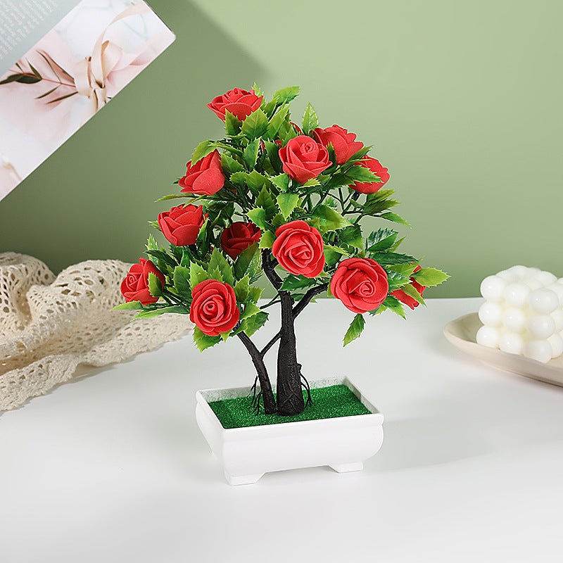 Simulated Plant Potted Simulated Roses Fake Flower Potted Plant Supply Of 16 Foam Roses Money Tree Ornaments - Image 1