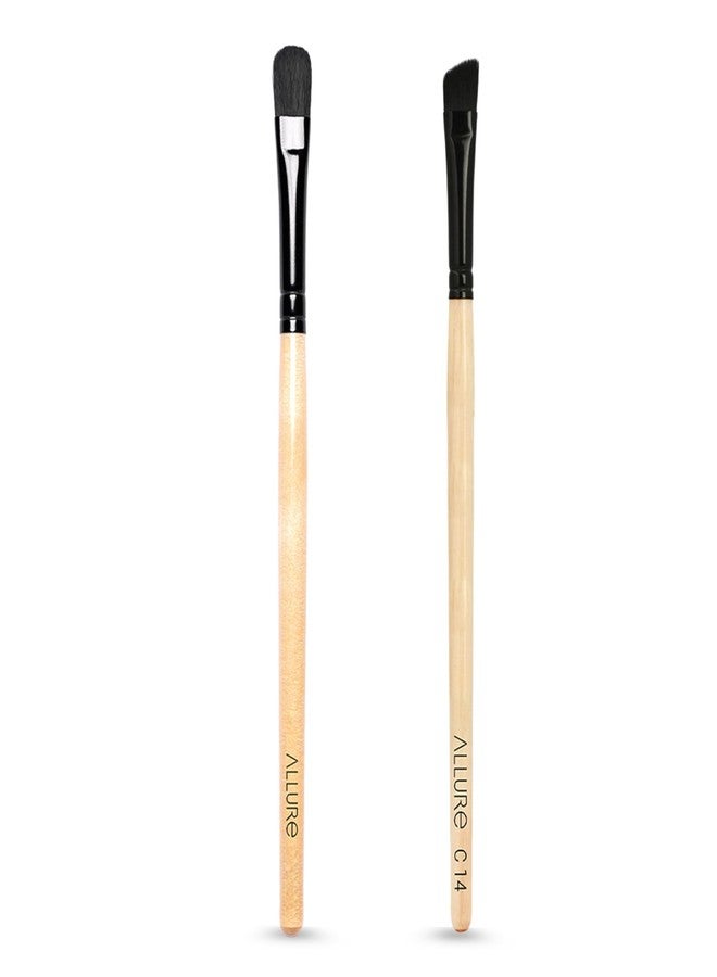 ALLURE Classic Eye Shadow and Angular Brush Combo, 2-Piece Bamboo Makeup Brushes Set for Professional Blending, Contouring, Smudging - Image 1