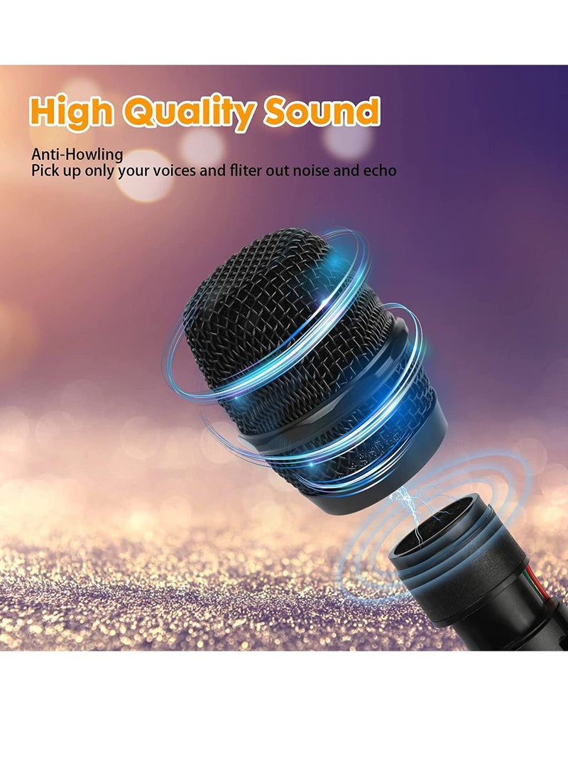 Wireless Microphone, UHF Dual Portable Handheld Dynamic Karaoke Mic with Rechargeable Receiver, Cordless Karaoke System for PA System, Speaker, Amplifier, Family Party, Singing - Image 5