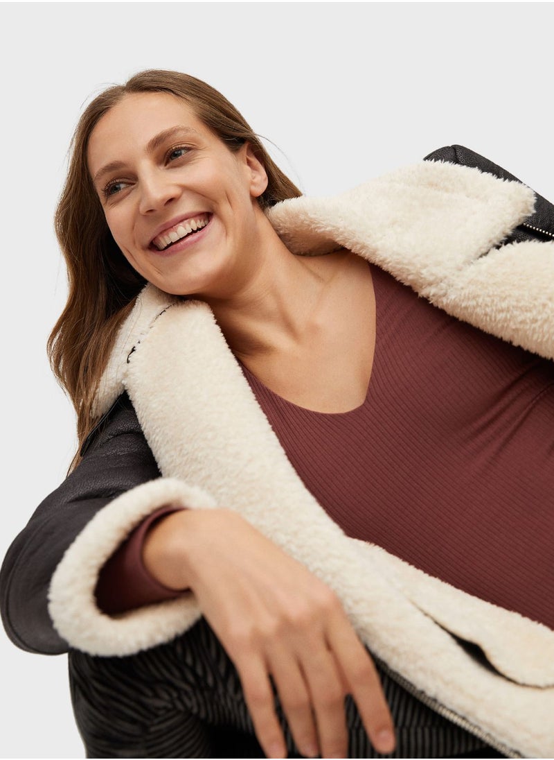 MANGO - V-Neck Ribbed Body - Image 1