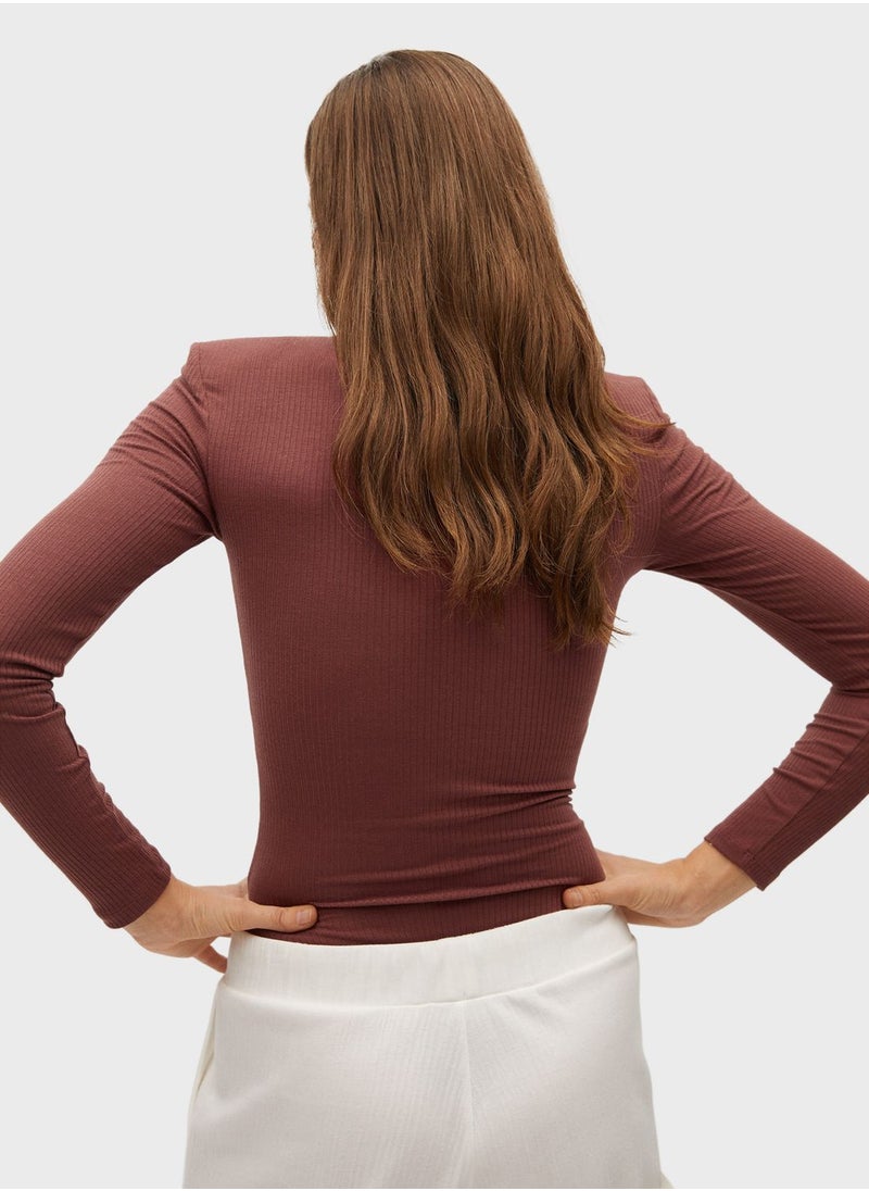 MANGO - V-Neck Ribbed Body - Image 1