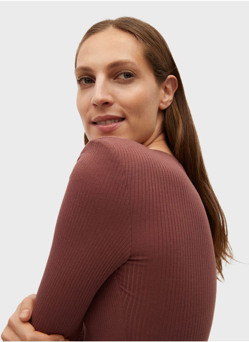 MANGO - V-Neck Ribbed Body - Image 1