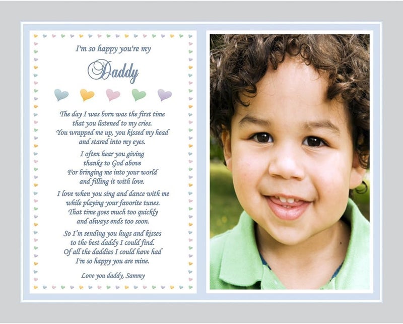 Poetry Gifts Im So Happy Youre My Daddy Gift from Son Add Photo and Name for the 8x10 Inch Print - Image 1