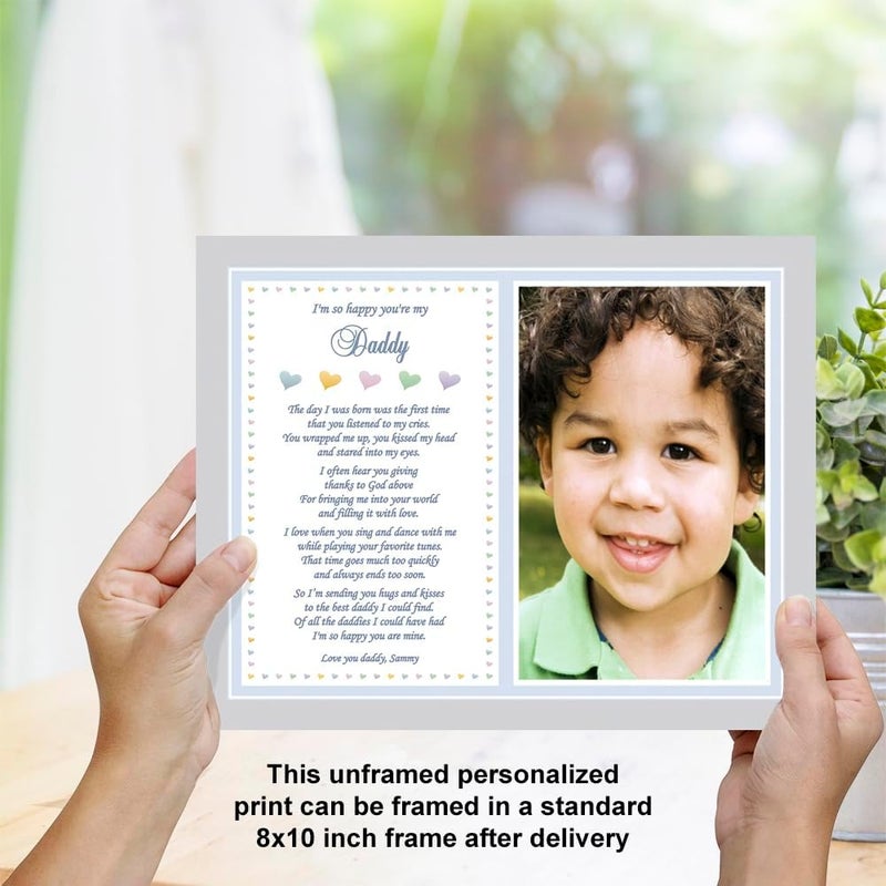 Poetry Gifts Im So Happy Youre My Daddy Gift from Son Add Photo and Name for the 8x10 Inch Print - Image 5