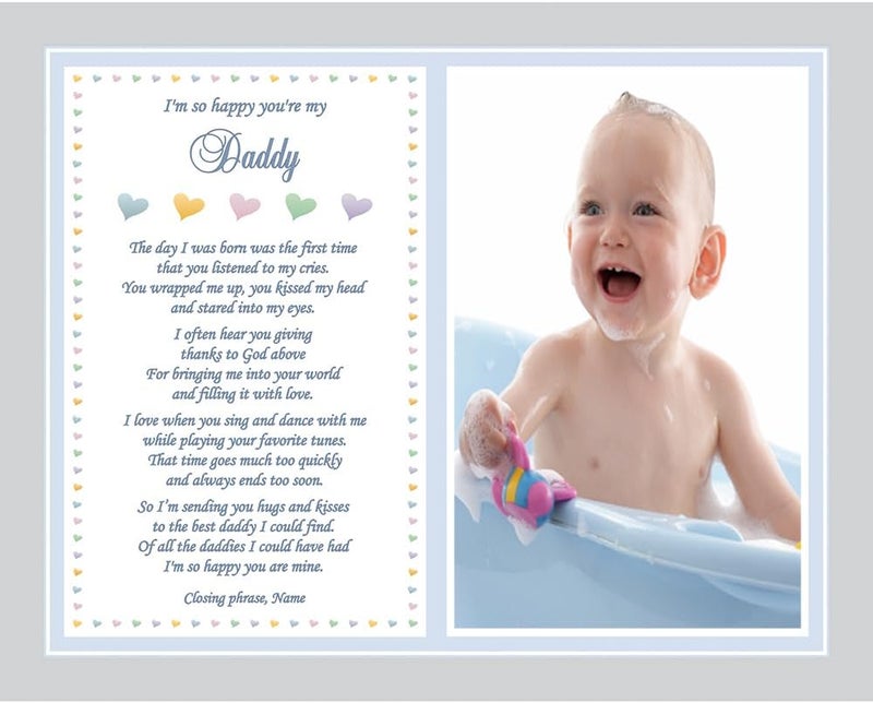 Poetry Gifts Im So Happy Youre My Daddy Gift from Son Add Photo and Name for the 8x10 Inch Print - Image 3