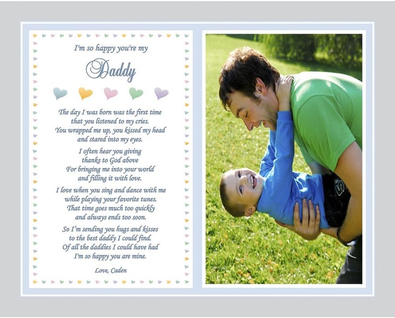 Poetry Gifts Im So Happy Youre My Daddy Gift from Son Add Photo and Name for the 8x10 Inch Print - Image 2