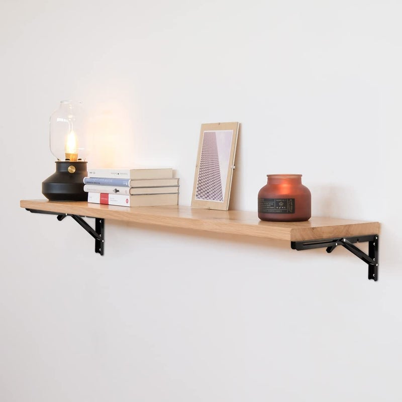 VinBee 2 Pcs Folding Shelf Brackets 8 inch Heavy Duty Metal Collapsible Shelf Bracket DIY Wall Mounted Foldable Shelf Bracket Hinge Wall Mounted Space Saving for Bench Table - Image 3