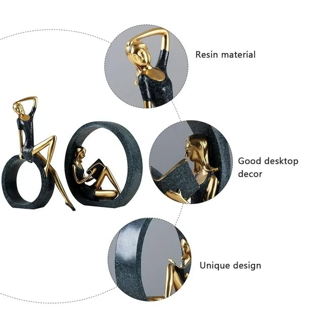 Dravizon 2PCS Girl StatuesResin Abstract SculpturesReading Girl Statue OrnamentsYoga Girl Collectible Figurines for Home Office Living Room Table Bookshelf Desk Housewarming Dcor - Image 3