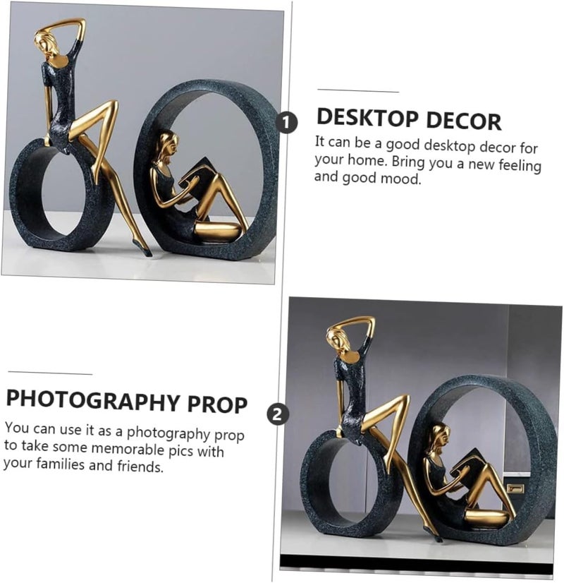 Dravizon 2PCS Girl StatuesResin Abstract SculpturesReading Girl Statue OrnamentsYoga Girl Collectible Figurines for Home Office Living Room Table Bookshelf Desk Housewarming Dcor - Image 5