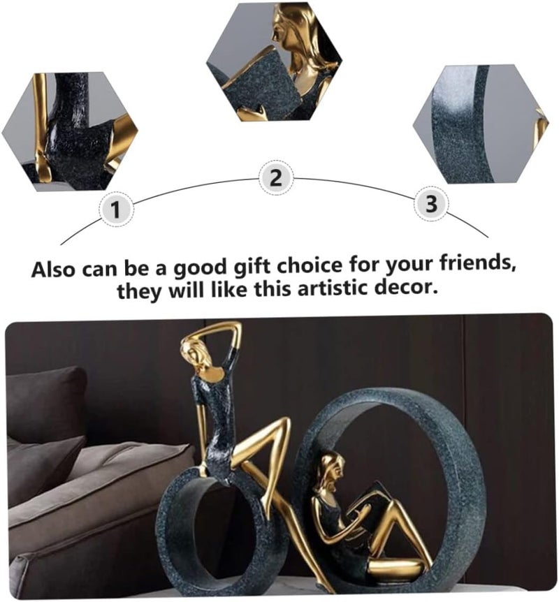 Dravizon 2PCS Girl StatuesResin Abstract SculpturesReading Girl Statue OrnamentsYoga Girl Collectible Figurines for Home Office Living Room Table Bookshelf Desk Housewarming Dcor - Image 4