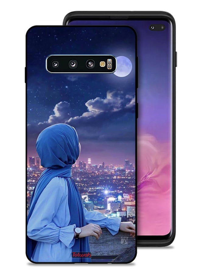 Tolwak Samsung Galaxy S10 Plus Protective Case Cover Looking At Moon Hijab Girl - Image 1