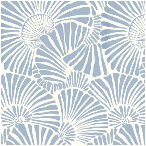 Theper White and Blue Wallpaper Peel and Stick Wallpaper Boho 173393 Modern Wallpaper Removable Self Adhesive Wall Paper for Bedroom Blue Contact Paper for Cabinets Drawers Shelf Home Decor Vinyl Film - Image 1