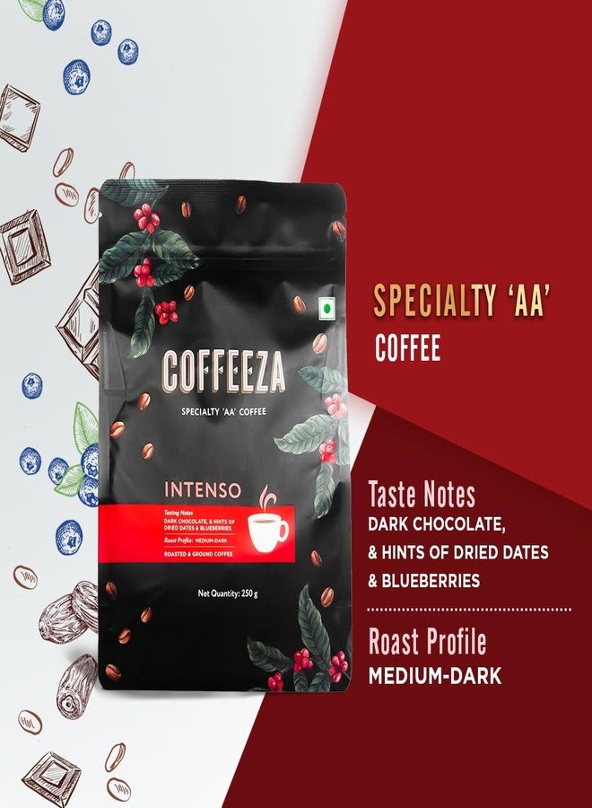 COFFEEZA Ground Coffee - Fine Grind - Intenso - 250G - Medium-Dark Roast 100% Arabica Ground Coffee Powder Packet - Image 2